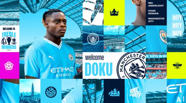 曼城官方：比利时边锋多库加盟，将身披11号战袍